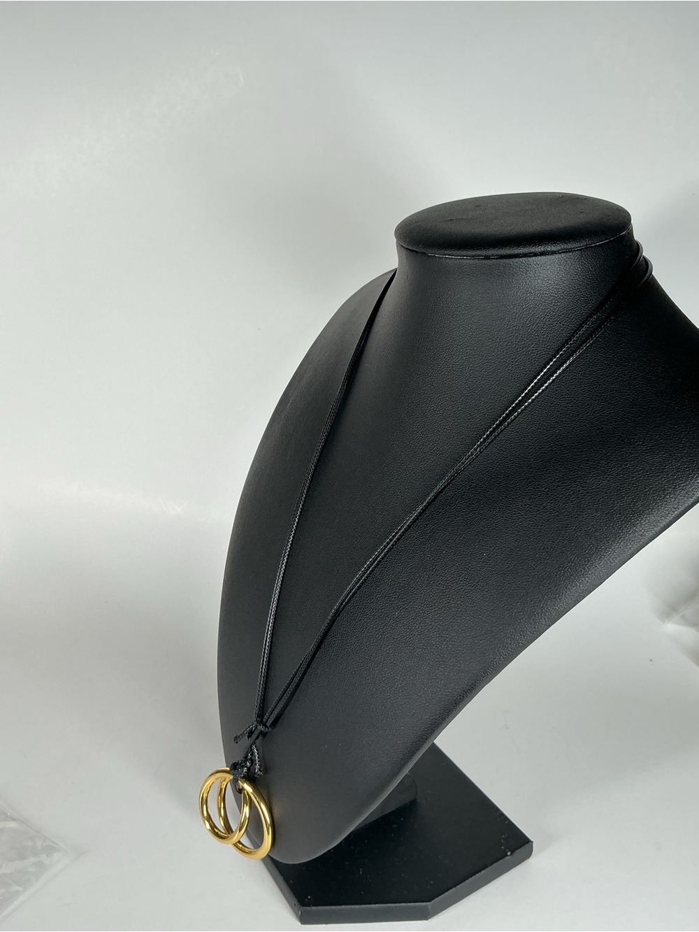 Gold Ring Pendant Necklace on Black adjustable Cord - Minimalist Women's Jewelry - Picture 4 of 6